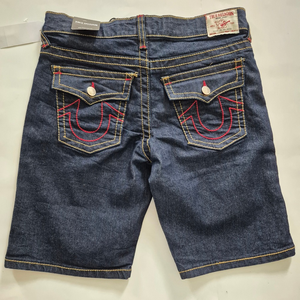 True Religion Ricky Relaxed Straight Denim Shorts Indigo Blue 628877RN Size 14